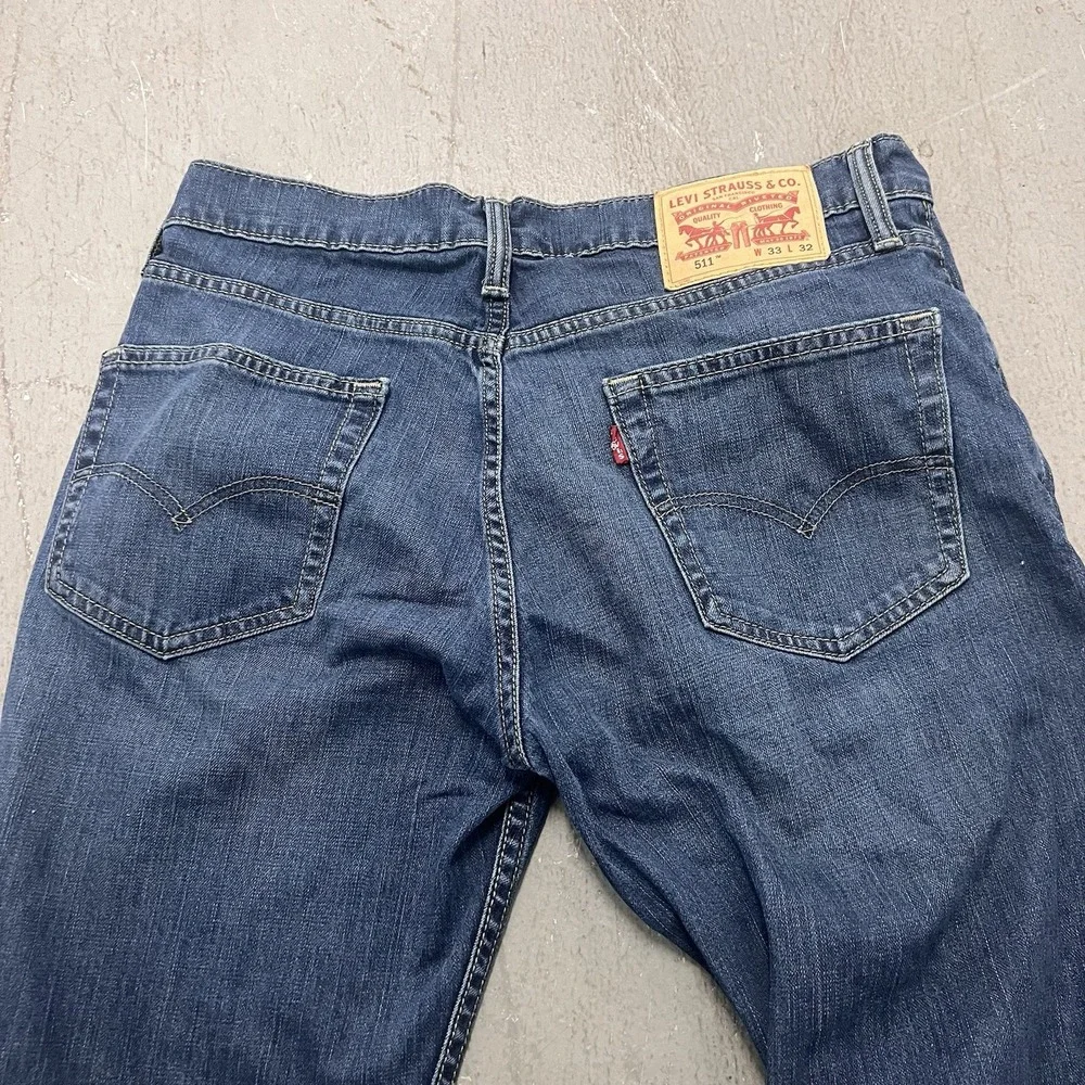 LEVIS 511 Slim Fit Jeans Stretch Slim Throughout Midrise‎ Medium Blue 33x32
